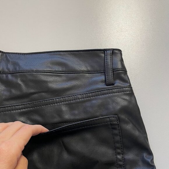 NWT H&M Pant Trouser Faux Leather Black Straight Leg Wide Winter Sweater Knit 14 - Picture 8 of 13